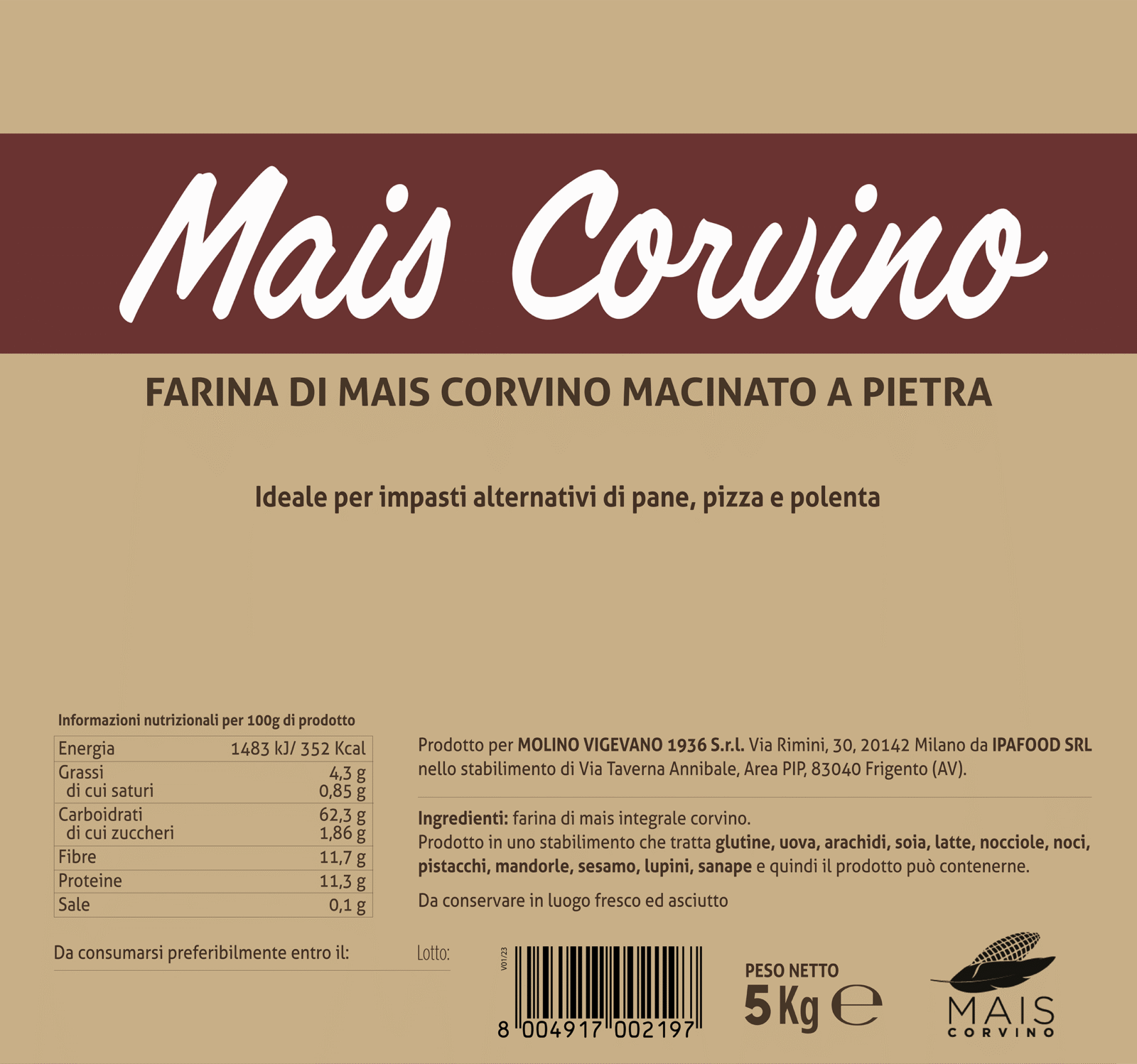 etichetta mais corvino molino vigevano